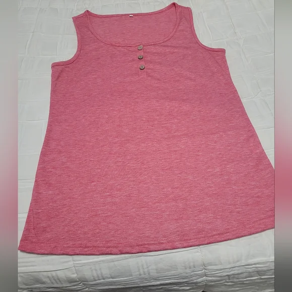 3 button tank Red Sleeveless Small Summer Casual Light weight