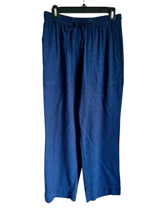 Banana Republic Straight High Rise Linen Blend Pants M Blue Beach Lagenlook Boho