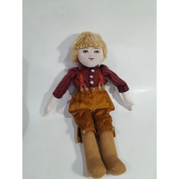 Vintage Cloth Boy Doll, Freckles, Blond, 18 Inch