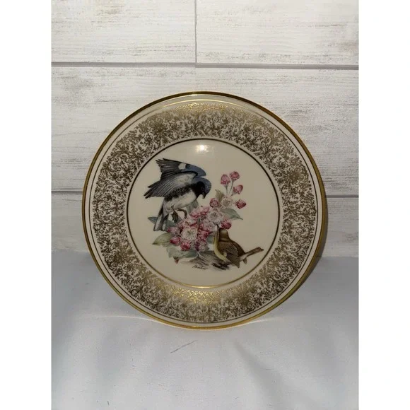 Lenox BOEHM BIRDS Collectible Plate Black-Throated Blue Warbler