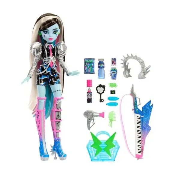 Monster High Doll, Amped Up Frankie Stein Rockstar NIB