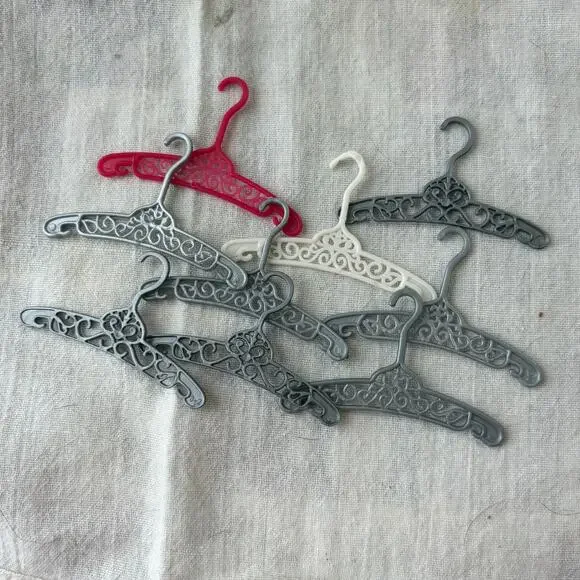 Barbie Hangers Filigree Design Made in Japan 1960s-1970s Mod Era Pink Silver