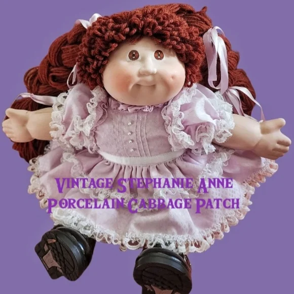 Vintage 1985 Porcelain Cabbage Patch Brown Eyed Brunette Stephanie Anne