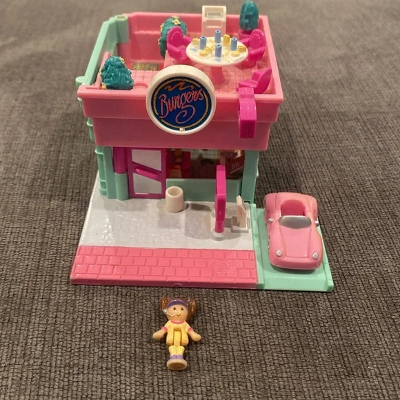 Vintage 1994 Polly Pocket Drive-Thru Burger Stand      kids girls dolls doll toy