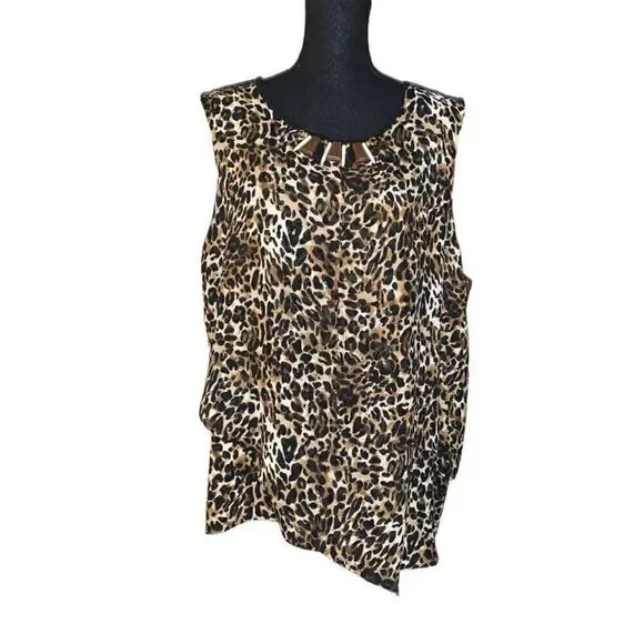Rafaella Cheetah Tiered Tank Top