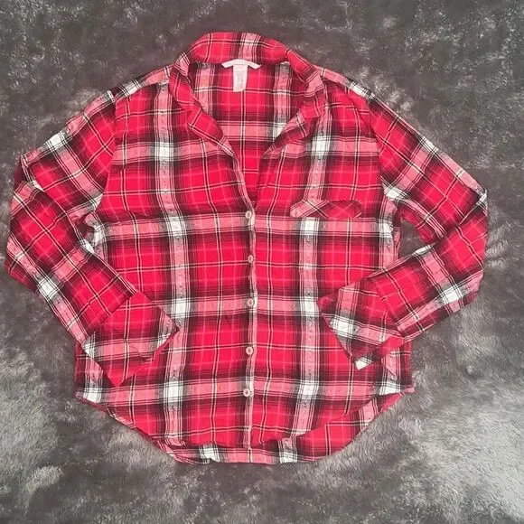 62. Size S Victoria’s Secret Paid flannel button down night shirt