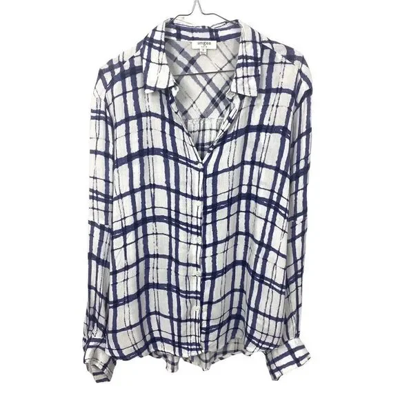 Umgee+ Plaid Blue White Plaid button down