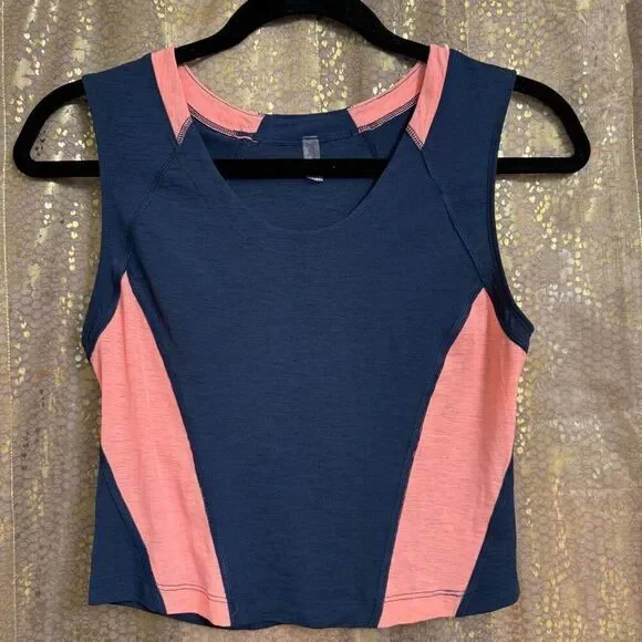 Free‎ People Movement Color Block Blue Pink Tank Top XS