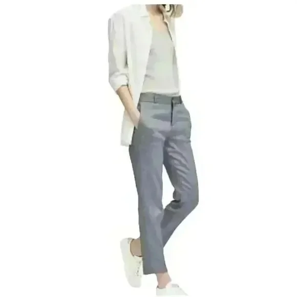 Banana Republic Avery Fit Women's Blue/White Twill Linen/Cotton/Spandex Pants