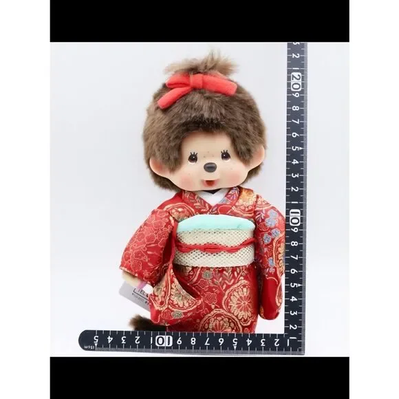 NWT Vintage Red Kimono Monchhichi Doll with Bow