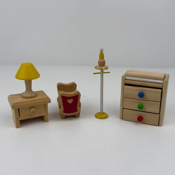 Miniature Wooden Dollhouse Nursery Furniture Set Cradle Dresser 1:12