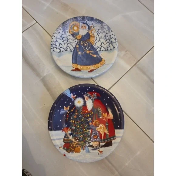 Certified International Starlight Santa Night Time Edition 2 Pc Salad Plates