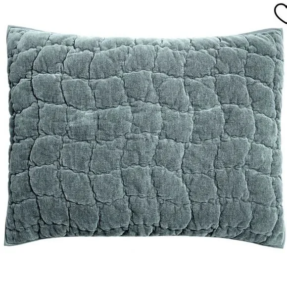 Pottery Barn Cozy Cloud Quilt Steel Blue Standard ShamSham