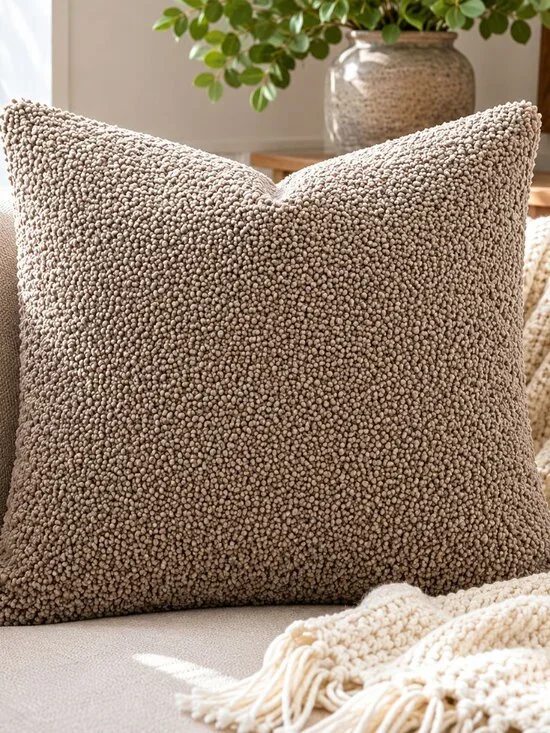 Pottery Barn Boucle Pillow Cover 20x20 Gray Textured Neutral Throw Pillow