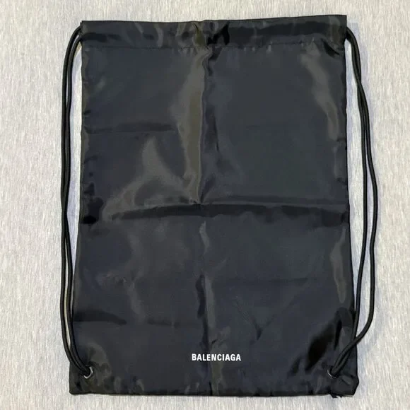 Balenciaga Designer Dust Bag Nylon Drawstring Backpack Black 19x14 New Fashion