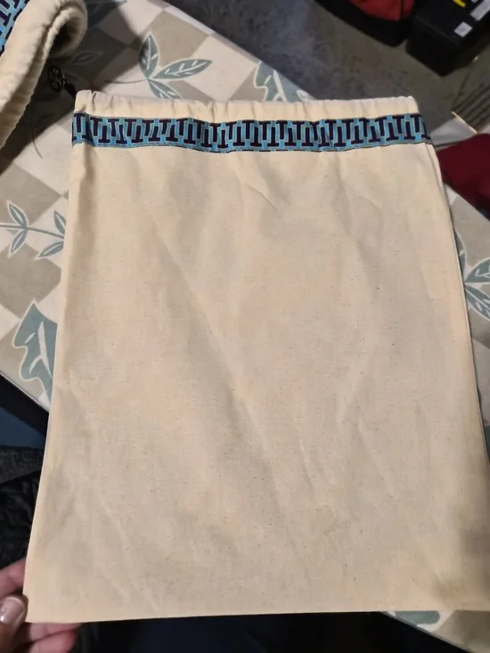 Tory Burch 15x12 Canvas Dust Bag with Teal & Navy Logo Trim