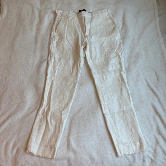 Banana Republic Tailored Fit White Linen Pants 31x32 Coastal Old Money NWOT