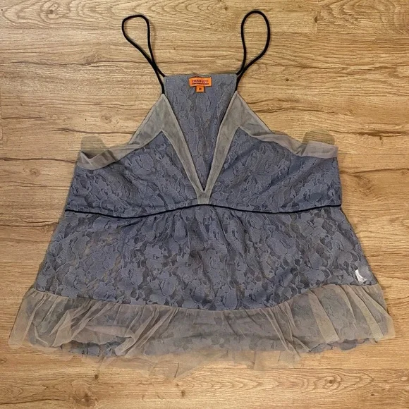 Chan Luu Blue Asymmetrical Ruffled Camisole
