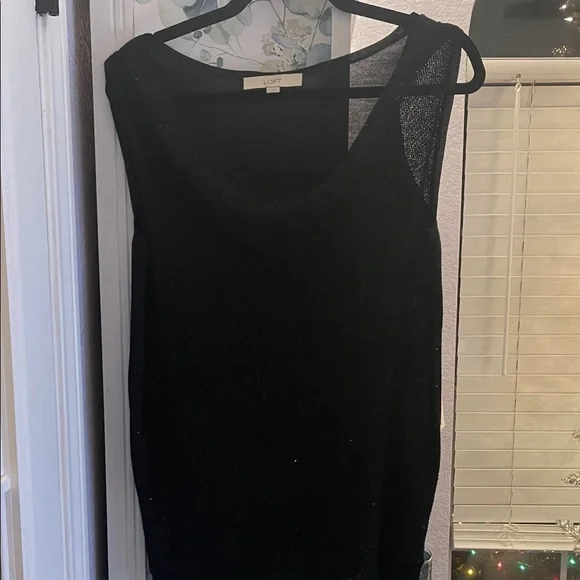 Like New LOFT Sheer Black Women's Blouse with sequins