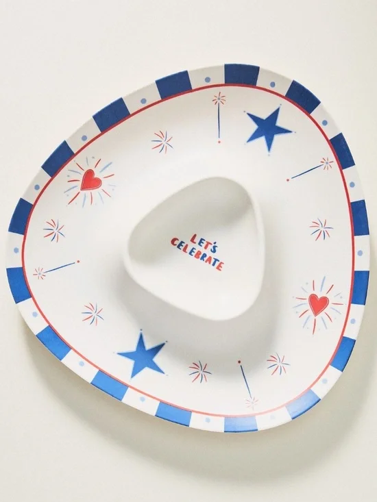 Anthropologie x Nephthys Tri-Section Platter - Blue, Red & White patriotic