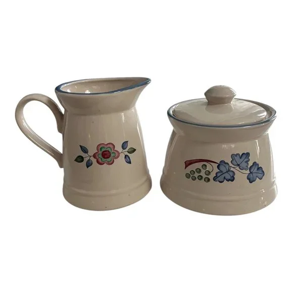 Vintage 1980s International Tableworks England Sugar Bowl with Lid & Creamer