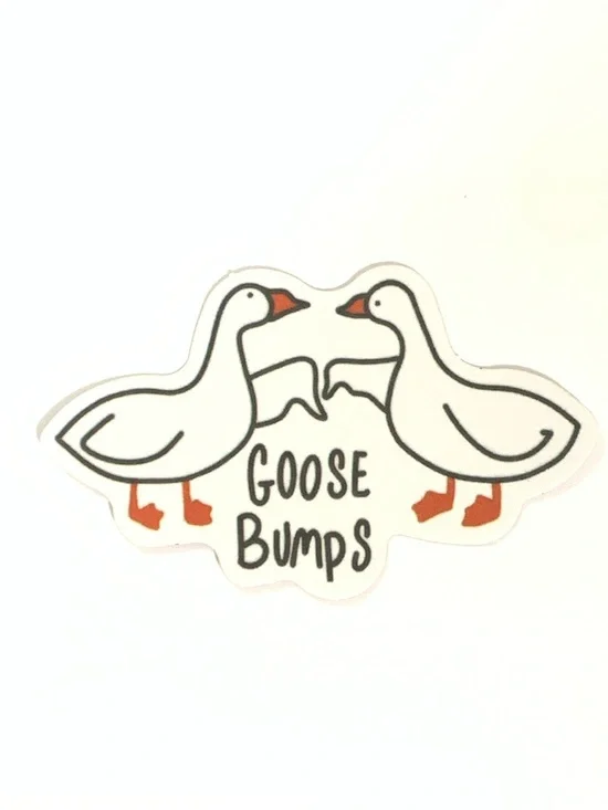 Goose Bumps Bird Sticker - White with Orange Accents