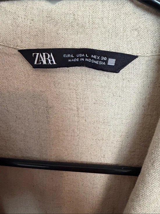 Zara Neutral Beige Linen-Blend Jumpsuit