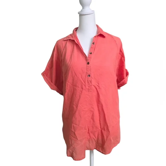 BDG Urban Outfitters Oversized Coral Popover Shirt Size Small