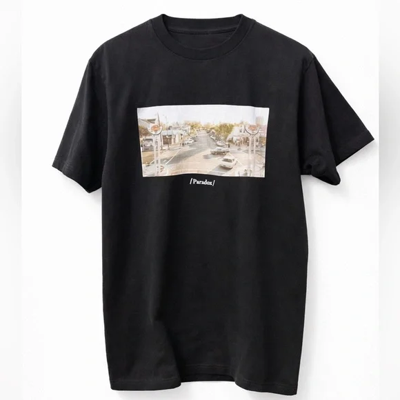 Black Graphic Tee M Streetwear Urban Photo Print T-Shirt