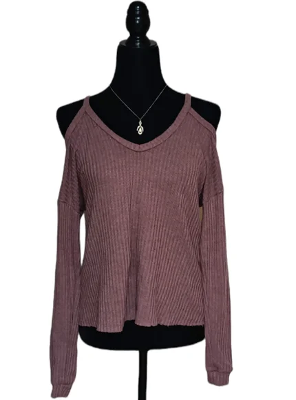 SHEIN cold shoulder waffle knit top size xs oversized can fit s/m