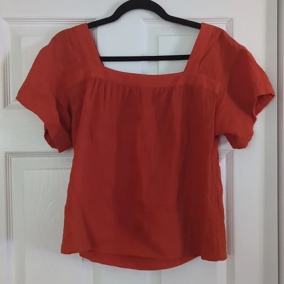 Madewell XS Square Neck Short Sleeve Popover Top