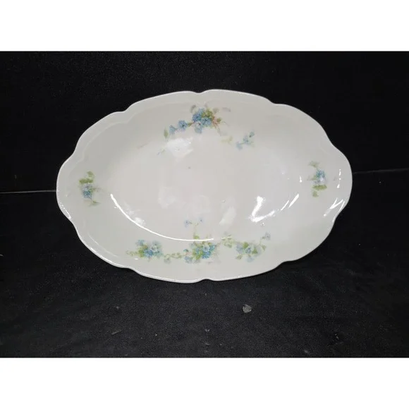 Savoy BB&F Blue Floral Platter, Vintage Serving Ware, Bone China, Gold Accents‎
