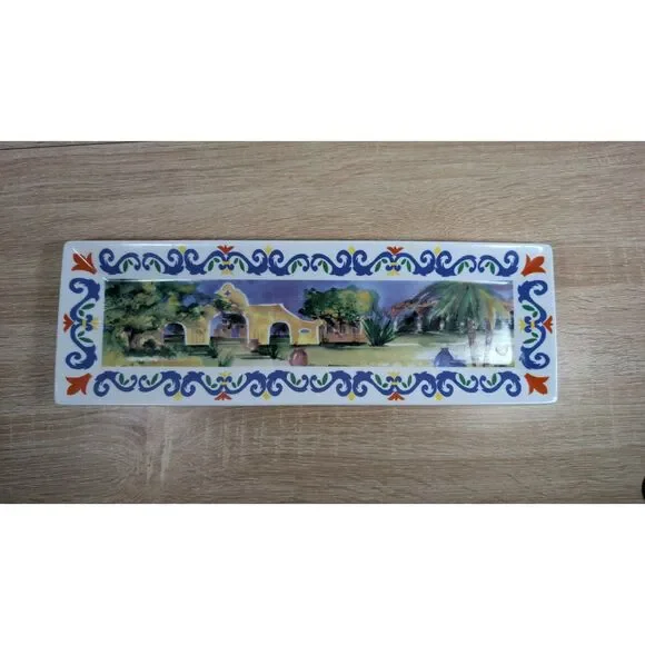 Gourmet du Village Rectangular Serving Platter Mexican Village Scene