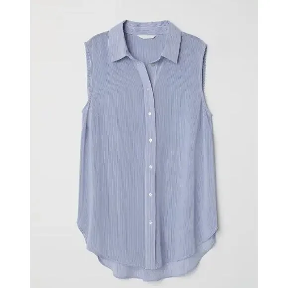 H&M Sleeveless Buttondown Striped Semi-Sheer Top Size 10