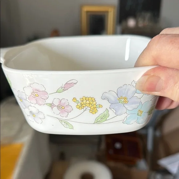 vintage Corning Ware casserole dishes, from the 