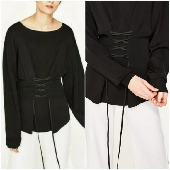 ZARA KNIT Heavy Bandage Knit Corset Sweater Top M