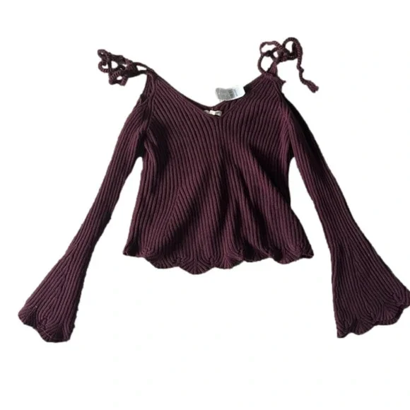 NWT maroon pacsun L.A hearts size medium cropped open shoulder sweater