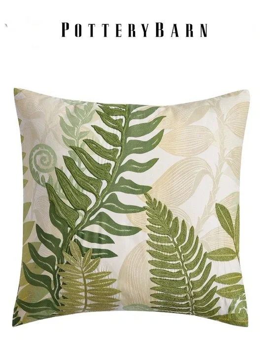 POTTERY BARN Fern Embroidered Euro Sham