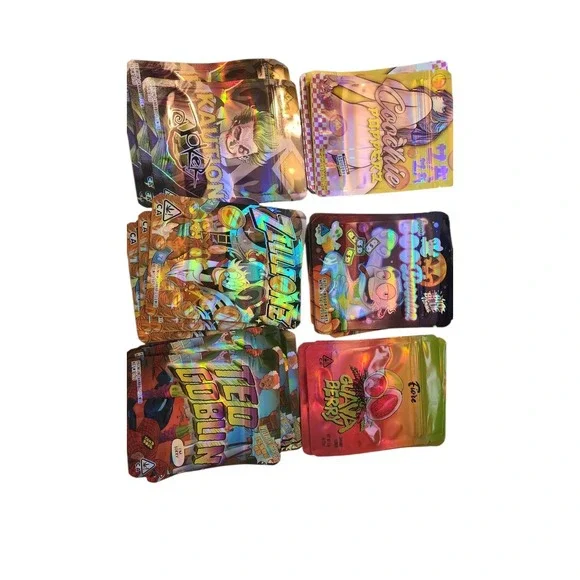 Fiore Holographic Multicolor Resealable Zipper Bags Assorted Designs Lot of 6