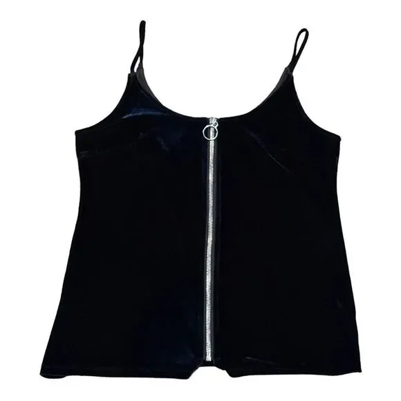 7 FOR ALL MANKIND Women’s Zip Front Velvet-Like Cami Black Size Small