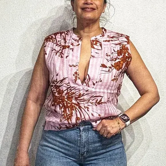 Joie Pink Floral Narumi Linen Sleeveless Blouse Sz S NWOT