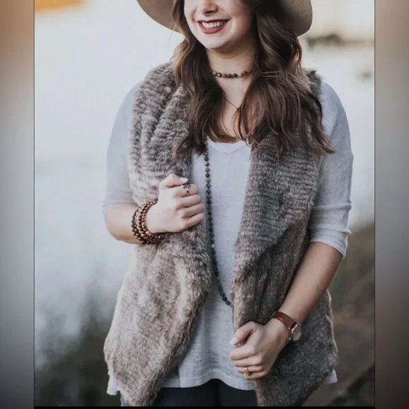 Maurices Brown Faux Fur Vest