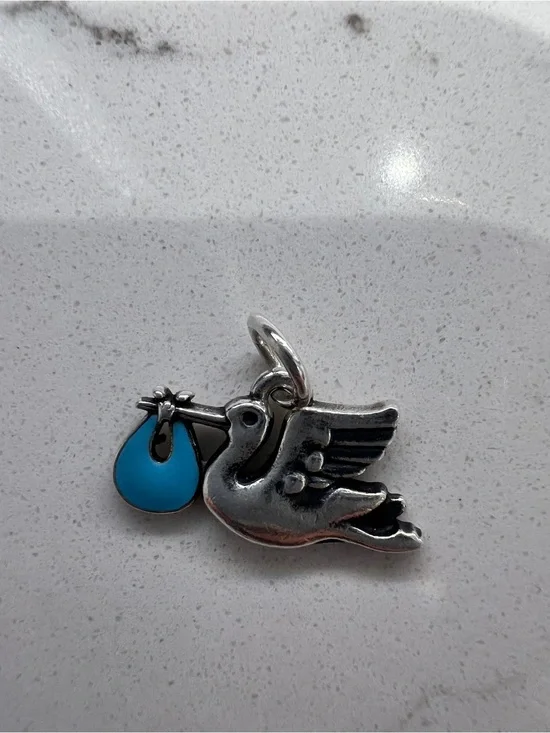 James Avery Silver Stork Charm with Bright Blue Bundle