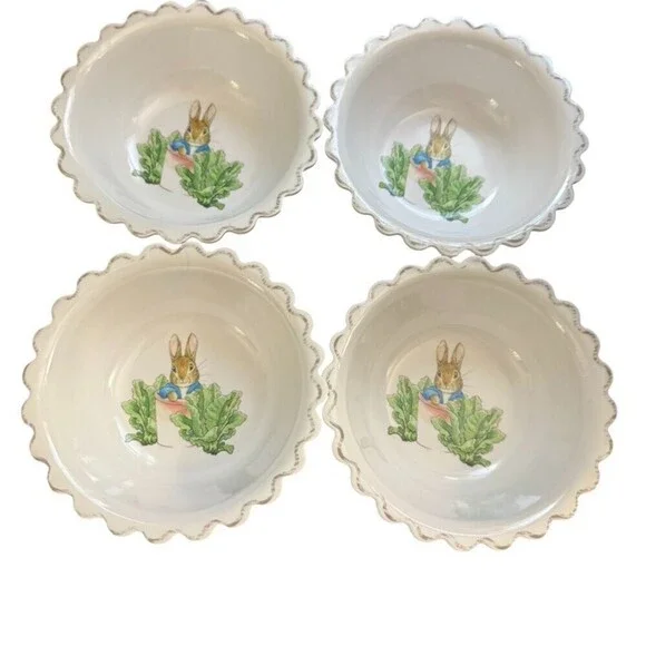 pottery barn kids peter rabbit bowls melamine set of 4 easter cabbage patch