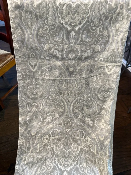 Pottery Barn Silver grey Paisley Table Runner