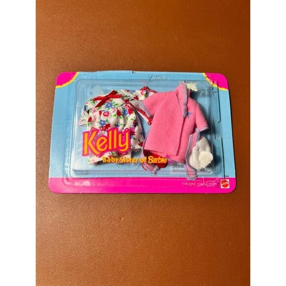 NEW Vintage Kelly Baby Sister of Barbie Pajamas Sleepwear Set Robe Dress Mattel