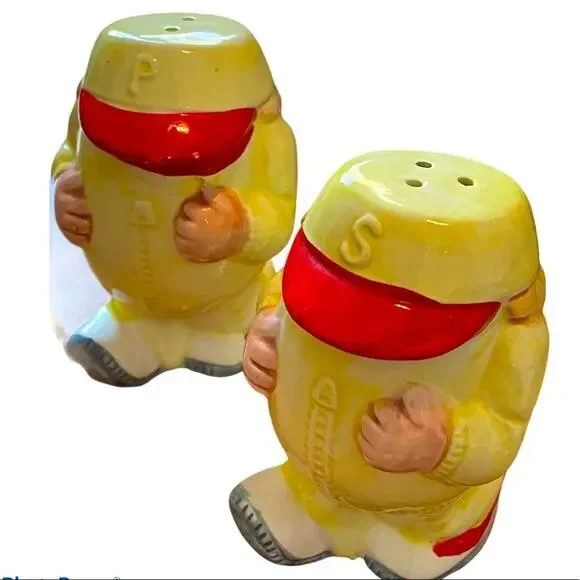 Vintage Made in Japan Baseball Player Duo Salt & Pepper Set