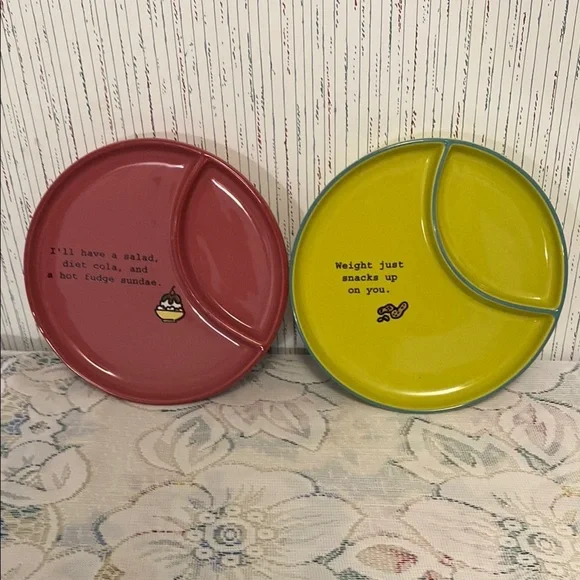 Time to Celebrate set of Two Round Divided Snack Plates 2 Sections