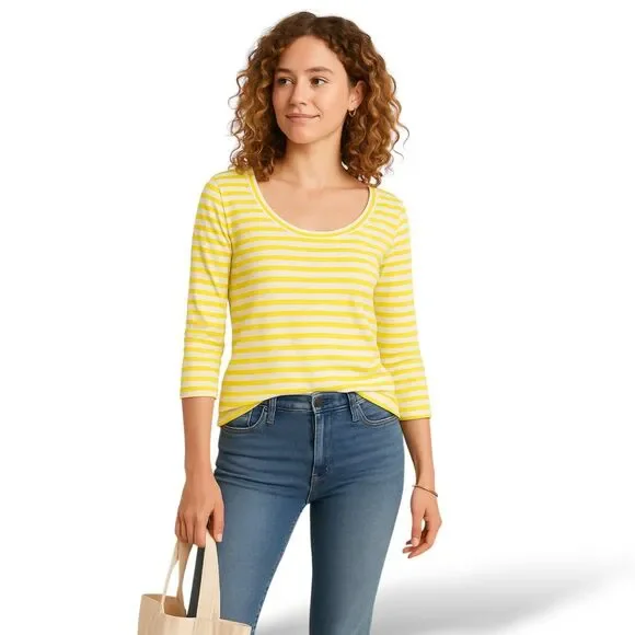 J. Crew Painter Zip Tee in Sunny Yellow Stripe