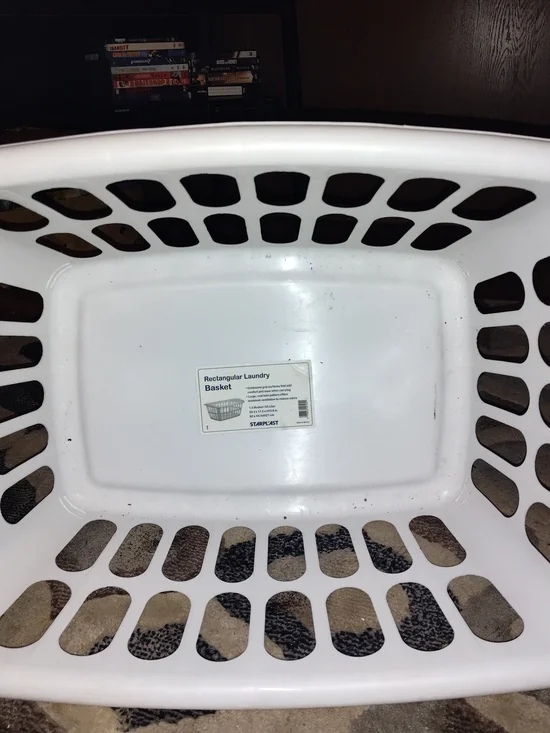 White Rectangular Laundry Basket - Durable Plastic